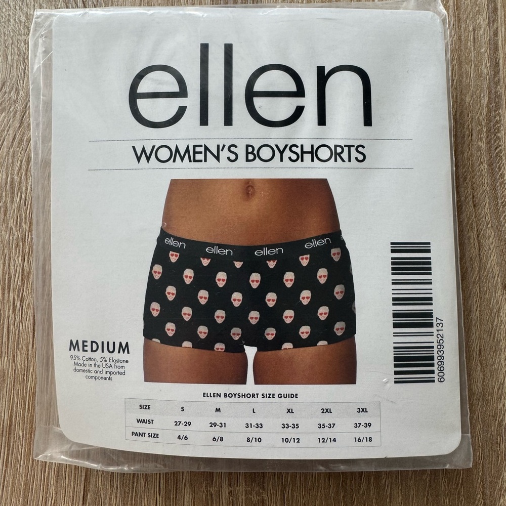Elle Women's Boyshorts - Black with Pink Pattern